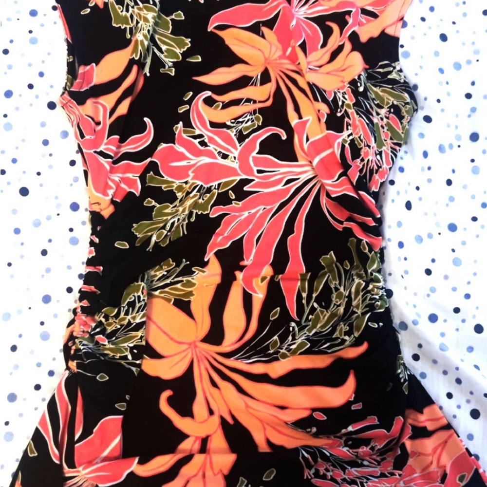 Vince Camuto Black and Orange Floral Tank Top